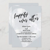 Invitation Cœur Aquarelle Blanche À jamais Gris (Devant / Derrière)