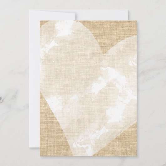 Invitation Cœur Aquarelle Blanche À jamais sur Burlap (Dos)