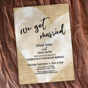 Invitation Cœur Aquarelle Blanche Nous sommes mariés Fête Toi