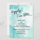 Invitation Cœur Aquarelle Bleu Vert Blanc À Tout Jamais (Devant)