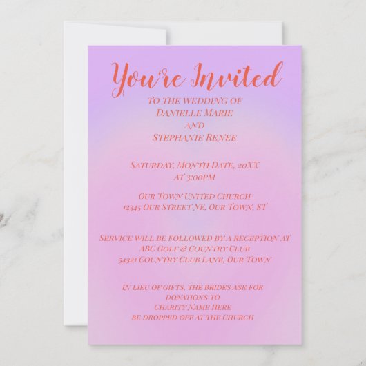 Invitation Coeur arc-en-ciel (Dos)