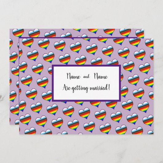 Invitation Coeur arc-en-ciel (Devant / Derrière)