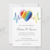 Invitation Coeur arc-en-ciel | Scribble Heart Mariage (Devant)