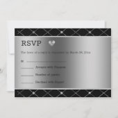 Invitation Coeur Argent Et Arrière - plan (Devant)