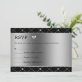 Invitation Coeur Argent Et Arrière - plan (Debout devant)