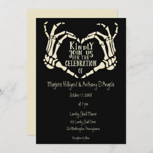 Invitation Coeur Autre Skeleton Mains Déplaisant Goth Mariage