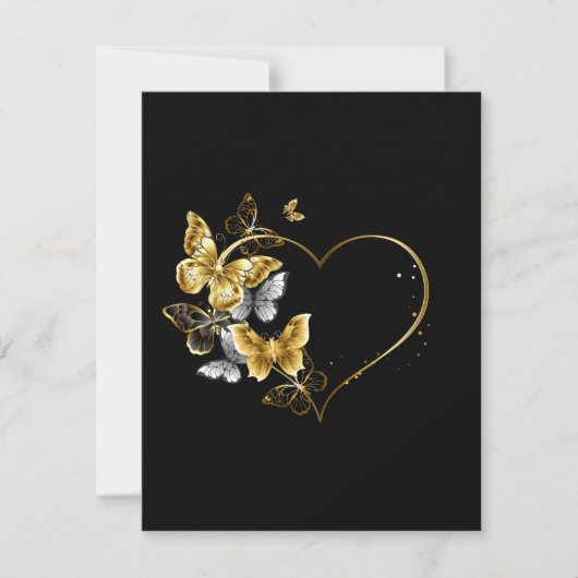 Invitation Coeur aux papillons d'or (Devant)