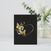 Invitation Coeur aux papillons d'or (Debout devant)