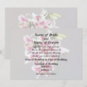 Invitation Cœur avec lys Stargazer (Devant / Derrière)