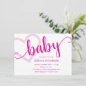 Invitation Coeur bébé | Douche magenta rose chaud ou révélati (Debout devant)