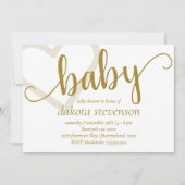 Invitation Coeur bébé | Elegant Gold Script douche ou Révéler (Devant)
