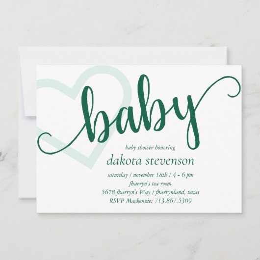 Invitation Coeur bébé | Script simple de floraison de Hunter (Devant)