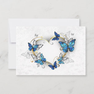 Invitation Coeur bijoux avec papillons Morpho