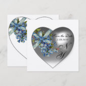 Invitation Cœur blanc N'oublie pas mon monogramme métallisé o (Devant / Derrière)