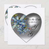 Invitation CŒUR BLANC N'OUBLIEZ PAS MON INITIAL Champagne (Devant / Derrière)