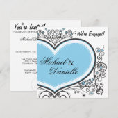 Invitation Cœur Bleu (Devant / Derrière)