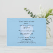 Invitation coeur bleu; baby shower (Debout devant)