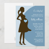 Invitation Coeur bleu dans l'invitation de baby shower de (Devant / Derrière)