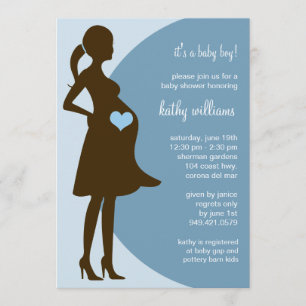 Invitation Coeur bleu dans l'invitation de baby shower de