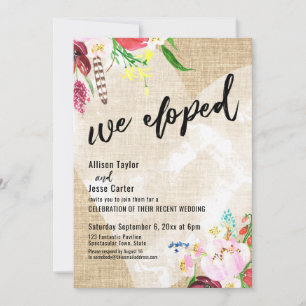 Invitation Cœur Bohème Fleurs Toile de Jute Nous nous sommes