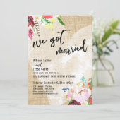 Invitation Cœur Boho Fleurs Toile de Jute Nous Nous Sommes Ma (Debout devant)