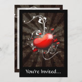 Invitation Coeur brillant avec l'arrière - plan grunge (Devant / Derrière)