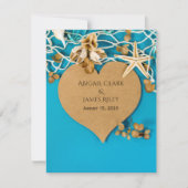 Invitation coeur brun et mariage d'étoiles de mer (Devant)