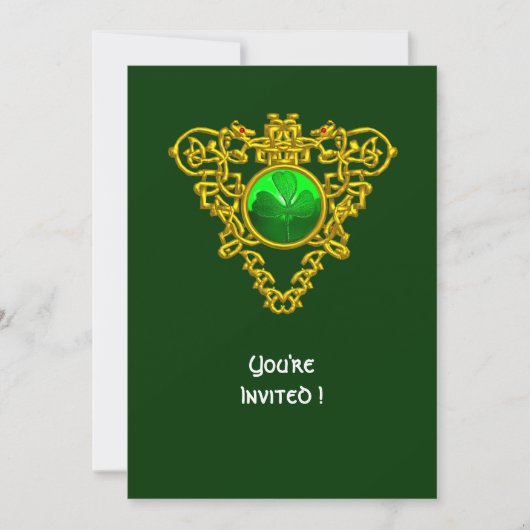 INVITATION CŒUR CELTIQUE AVEC TRÈFLE FÊTE DE LA SAINT-PATRICK (Devant)