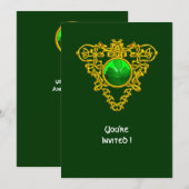 INVITATION CŒUR CELTIQUE AVEC TRÈFLE FÊTE DE LA SAINT-PATRICK (Devant / Derrière)