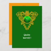 INVITATION CŒUR CELTIQUE AVEC TRÈFLE FÊTE DE LA SAINT-PATRICK (Devant / Derrière)