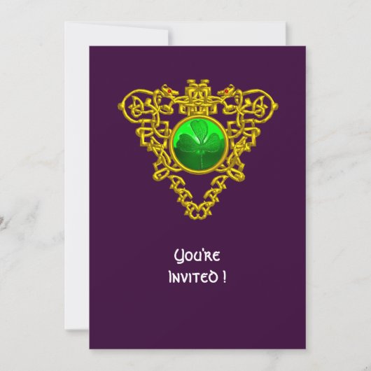INVITATION CŒUR CELTIQUE AVEC TRÈFLE FÊTE DE LA SAINT-PATRICK (Devant)