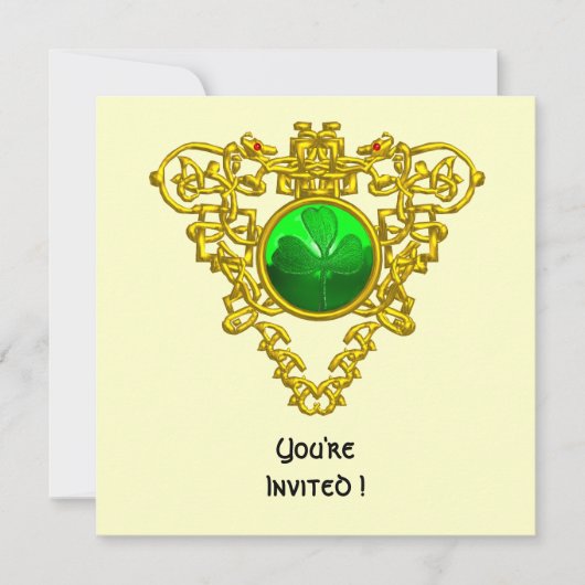 INVITATION CŒUR CELTIQUE AVEC TRÈFLE FÊTE DE LA SAINT-PATRICK (Devant)