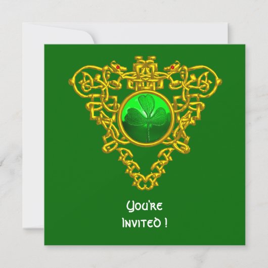 INVITATION CŒUR CELTIQUE AVEC TRÈFLE FÊTE DE LA SAINT-PATRICK (Devant)