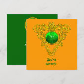 INVITATION CŒUR CELTIQUE AVEC TRÈFLE FÊTE DE LA SAINT-PATRICK (Devant / Derrière)