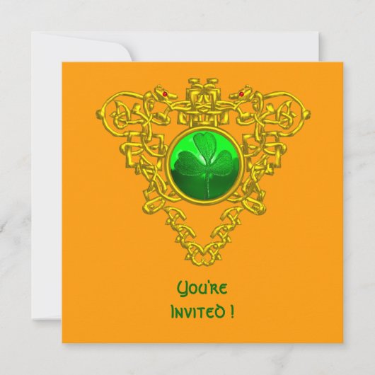 INVITATION CŒUR CELTIQUE AVEC TRÈFLE FÊTE DE LA SAINT-PATRICK (Devant)