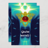 Invitation COEUR CELTIQUE bleu vif (Devant / Derrière)