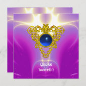 Invitation COEUR CELTIQUE, bleu vif, violet violet rose (Devant / Derrière)