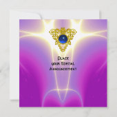 Invitation COEUR CELTIQUE, bleu vif, violet violet rose (Dos)