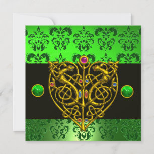 Invitation CŒUR CELTIQUE DE LA SAINT-PATRICK Vert Damassé