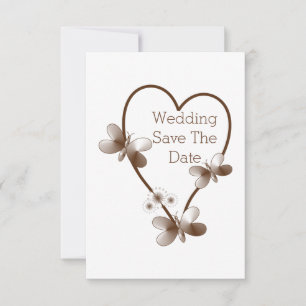 Invitation Coeur Chocolat Et Papillons Enregistrer La Date