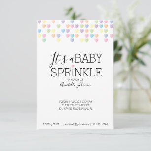 Invitation coeur confetti BABY SPRINKLE pastel douche arc-en-
