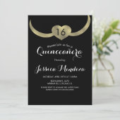Invitation Coeur Couronne Quinceañera Sweet 16 Gold Foil (Debout devant)