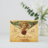 INVITATION CŒUR D'ANGE CIRE SCELLÉ PARCHEMIN MONOGRAMME (Debout devant)