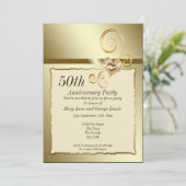 Invitation Cœur d'anniversaire de mariage doré (Debout devant)
