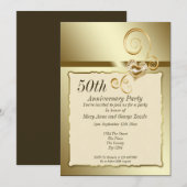 Invitation Cœur d'anniversaire de mariage doré (Devant / Derrière)
