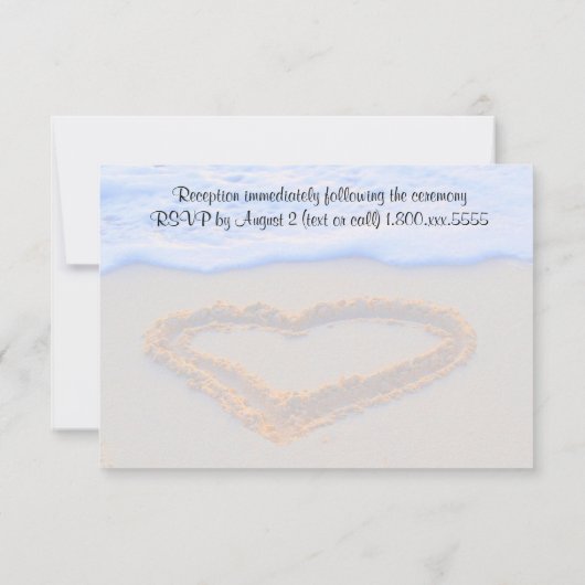 Invitation Coeur dans la réception de mariage de plage de (Dos)