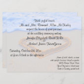 Invitation Coeur dans le mariage de plage de sable (Devant / Derrière)