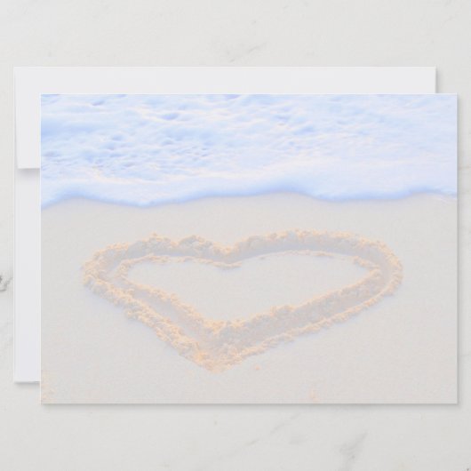 Invitation Coeur dans le mariage de plage de sable (Dos)
