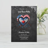 Invitation Coeur dans les couleurs du drapeau américain. (Debout devant)