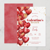 Invitation Coeur d'aquarelle de la Saint-Galentin rouge moder (Devant / Derrière)